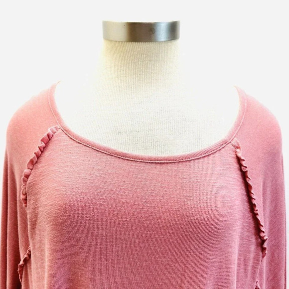 NWT LAUREN CONRAD Women Long Sleeve Pullover Round Neck Pink Shirt Plus Size XXL - Picture 2 of 12